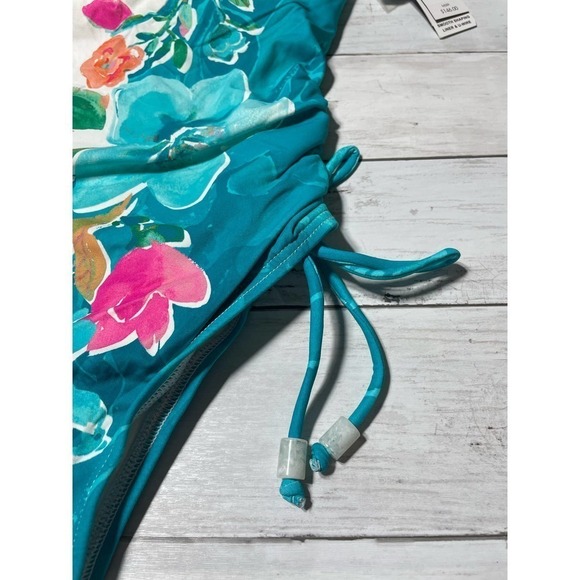 Carmen Marc Valvo MULTI Bandeau Drawstring One-Piece Swimsuit, US 6 - Picture 8 of 10